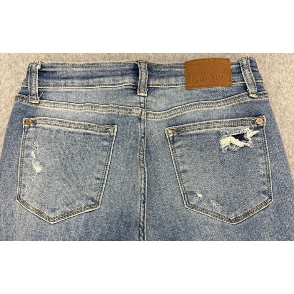 Judy Blue Skinny Fit Jeans Sz 7/28 Destroyed Light Wash Stretch Raw Hem Punk Fun - Picture 8 of 12